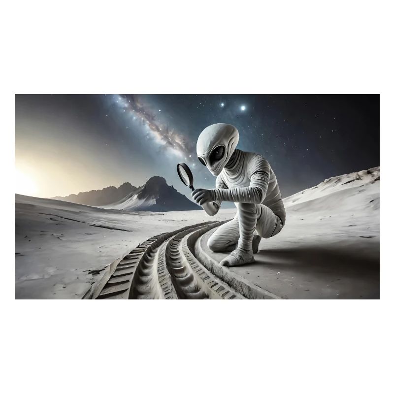 extraterrestre gris à la surface de la lune – observation de la lune