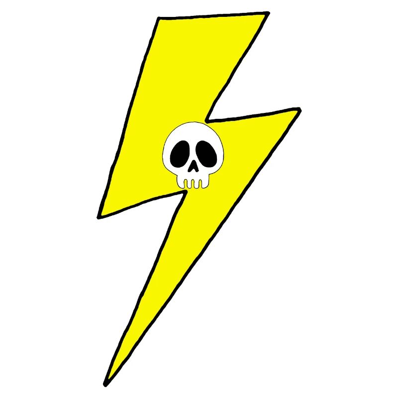 Yellow lightning bolt with white skull