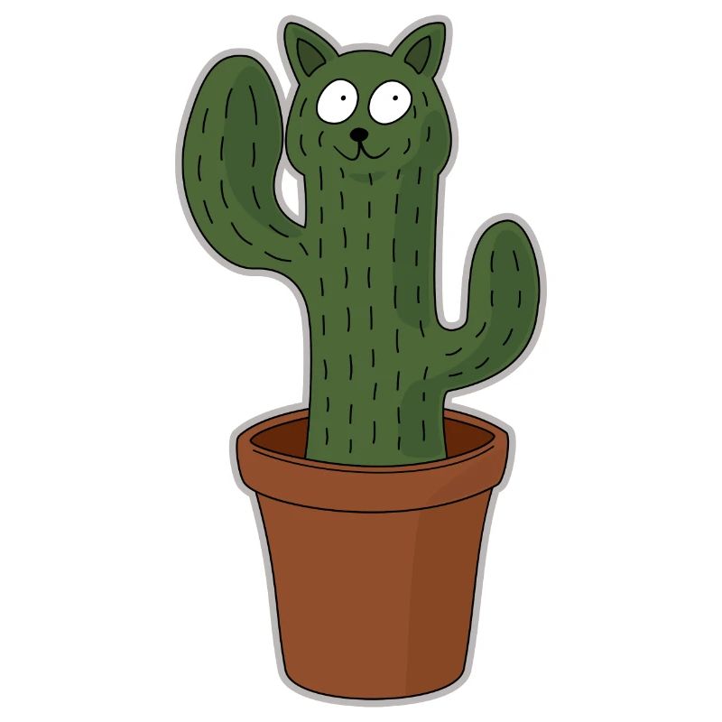 Chat comme cactus dans un pot de fleurs