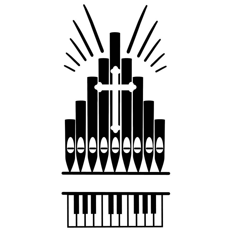 Logo Kirchenorgelkreuz mit Orgelpfeifen