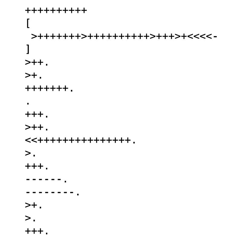 BRAINFUCK - ESOTERIC CODING LANGUAGE - HELLO WORLD