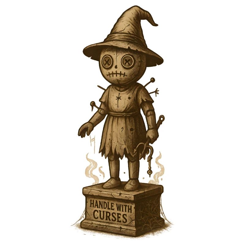 Creepy Witch Figurine with Magic Hat