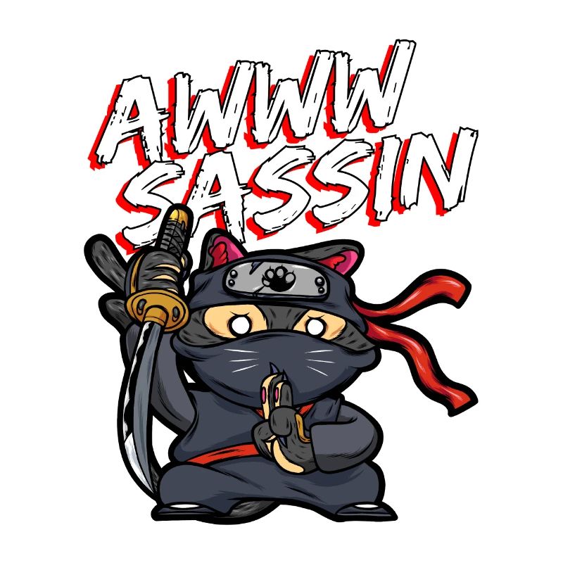 Cool Awwwsassin Samurai Cat Drôle de chat Ninja