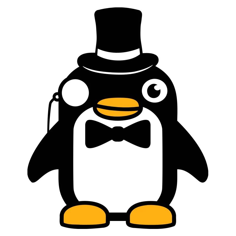 Pingouin Gentleman Sir M. Monocle Haut de Forme
