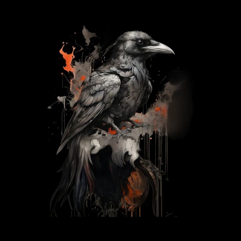Mystischer schwarzer Rabe Krähe Illustration