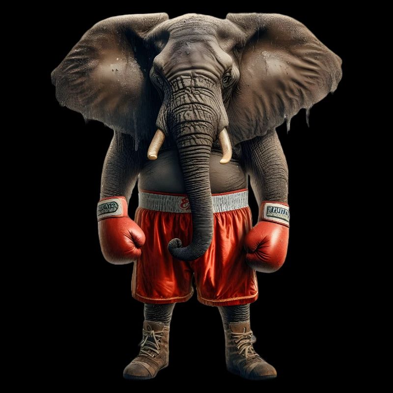 Elefant mit Boxhandschuhen