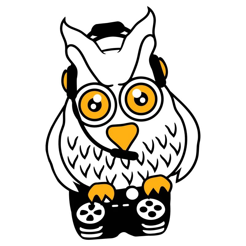 Gamer Eule zocken Spieler Controller Headset Spaß