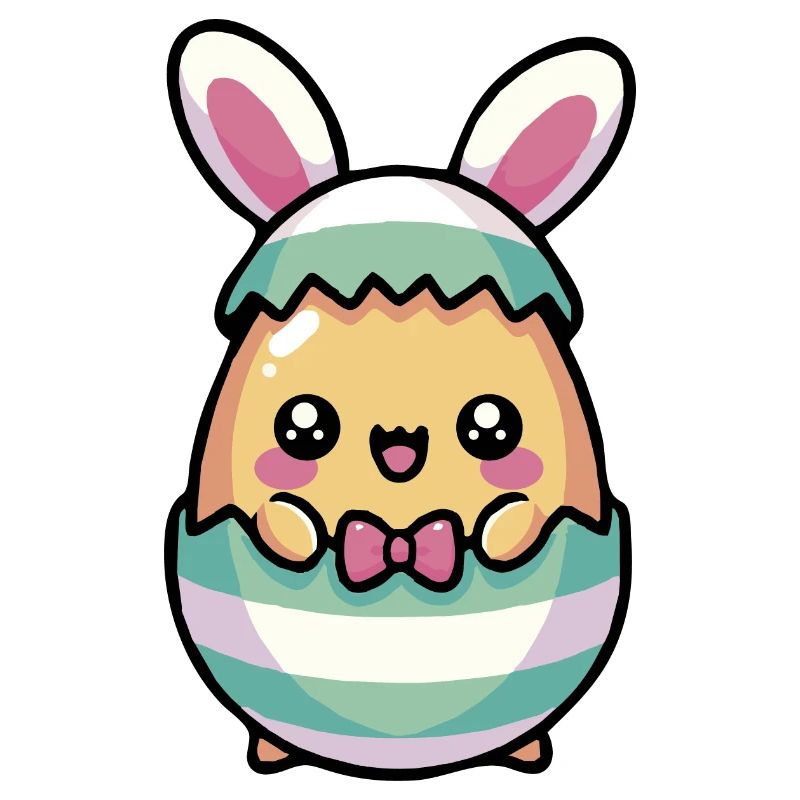 Cute Chibi Easter Bunny in a Egg