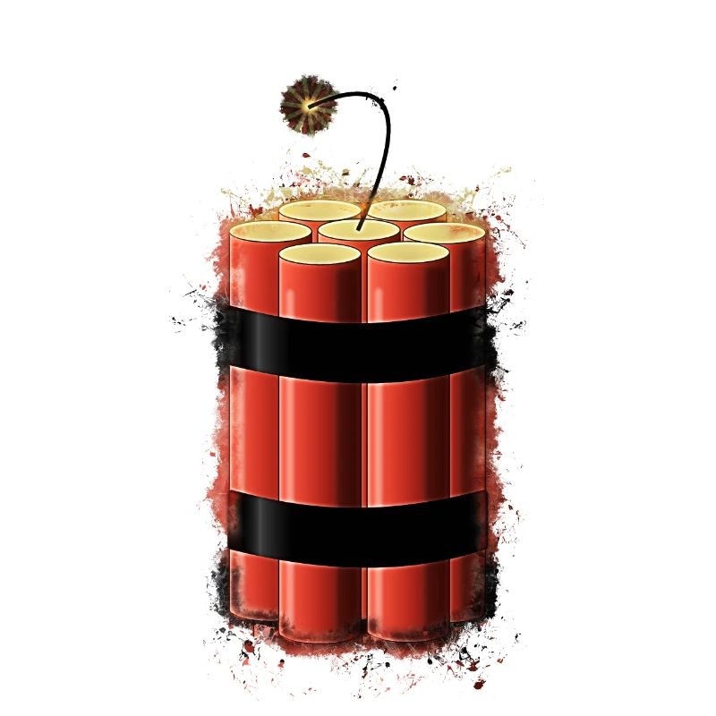 Bomb dynamite bright glowing