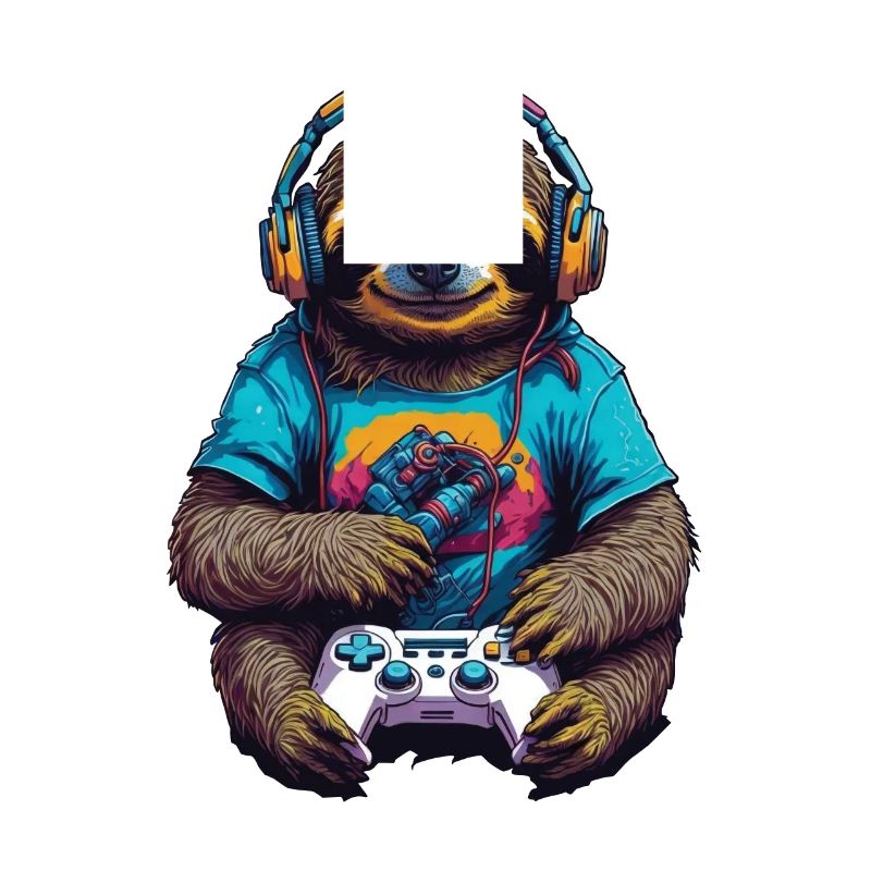 Retro Controller Gaming Sloth Nerd Design