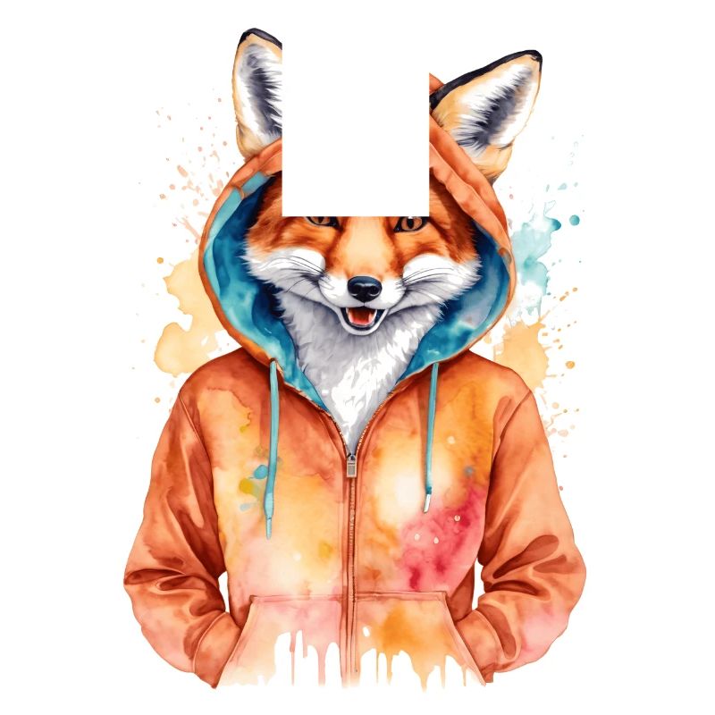 Sweat à capuche Fox Imprimé de conception d’animaux drôles colorés