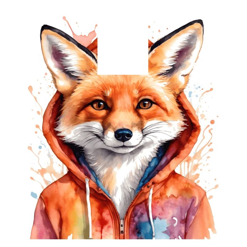 Sweat à capuche Fox Imprimé de conception d’animaux drôles colorés