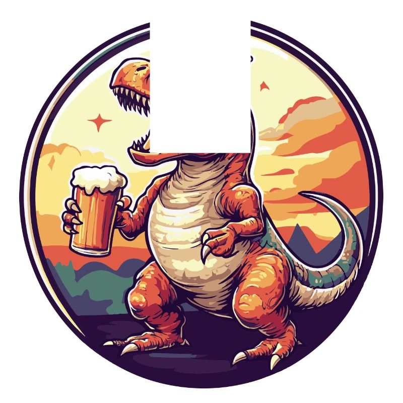 Dinosaur T-Rex Beer Comic