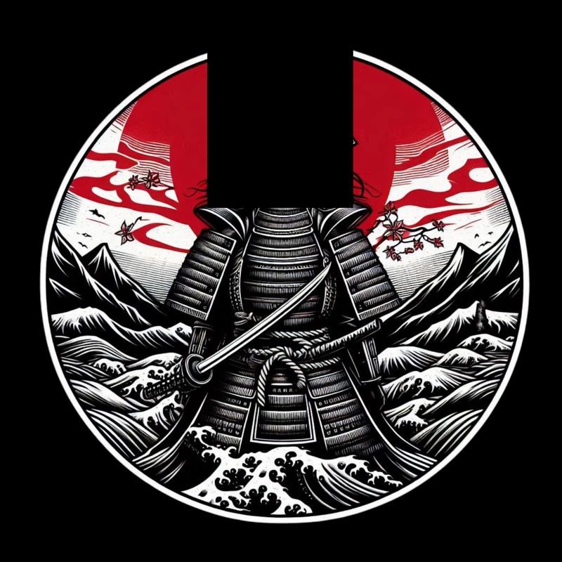 Roter Samurai Krieger Weiß