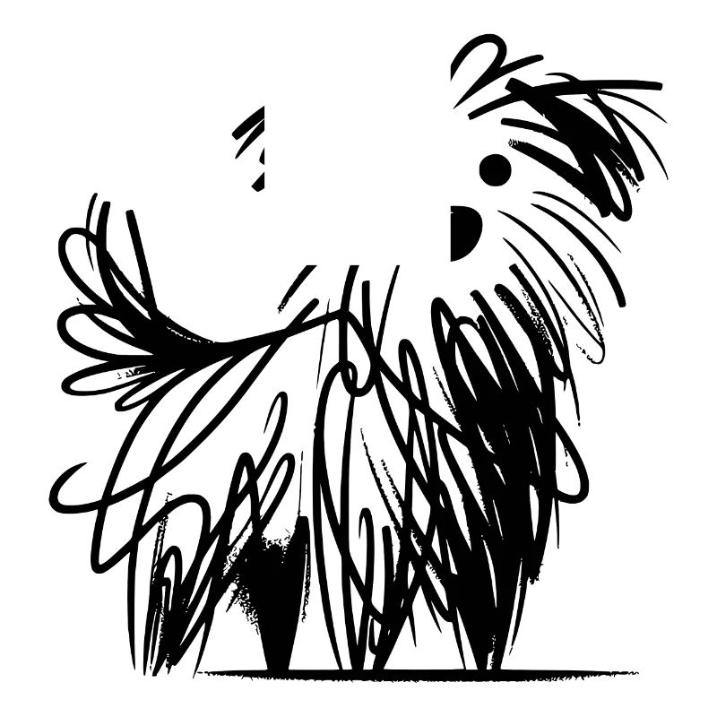 Playful Dog Sketch in Inks Doodle Lines