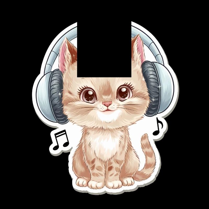 Chat mignon avec des écouteurs Doodle
