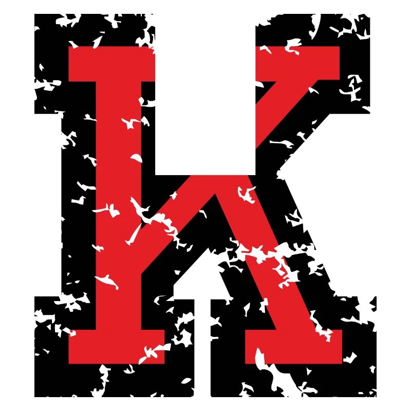 Letter K (Distressed) two-color Black/Red