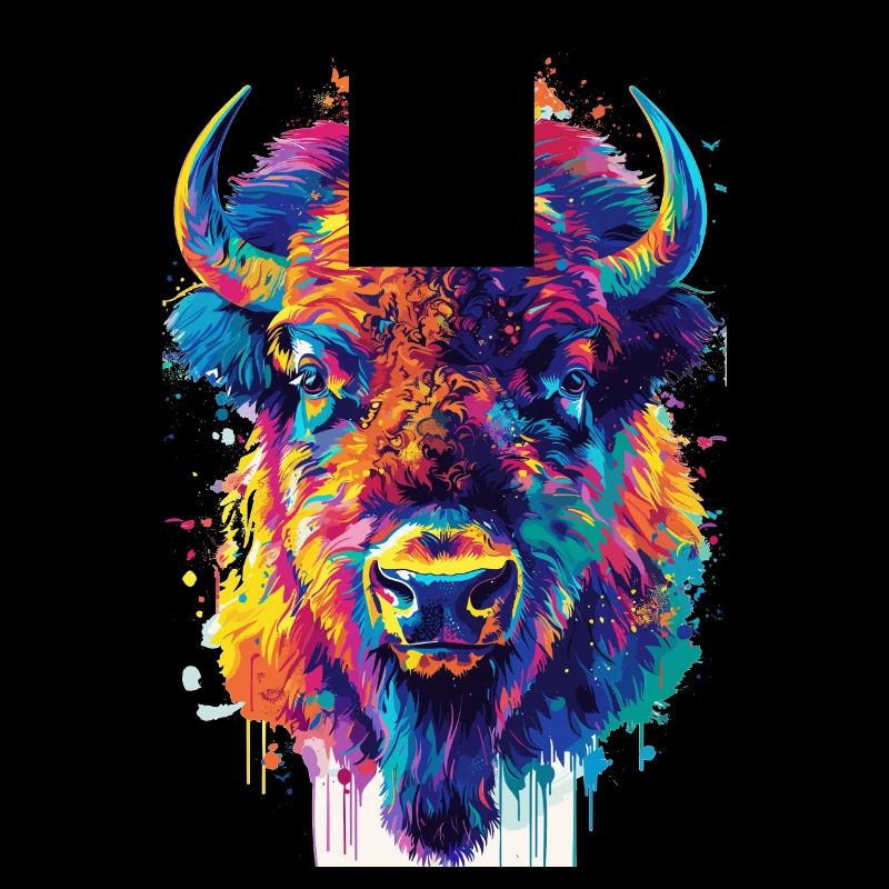 Bunter Bison Abstrakte Tierkunst Wildnis
