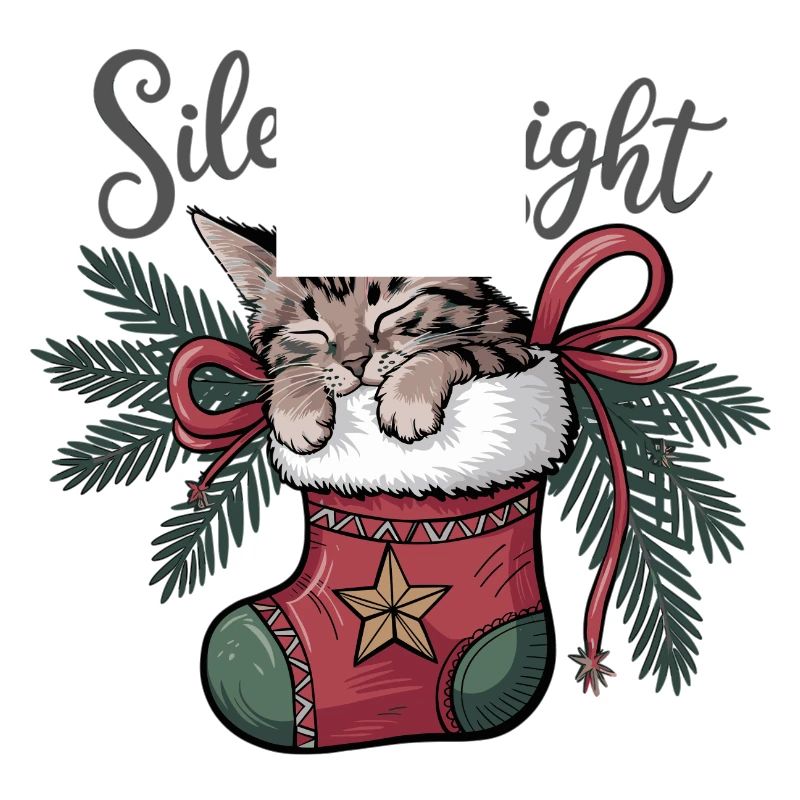 Douce nuit – Chaton en bas de Noël