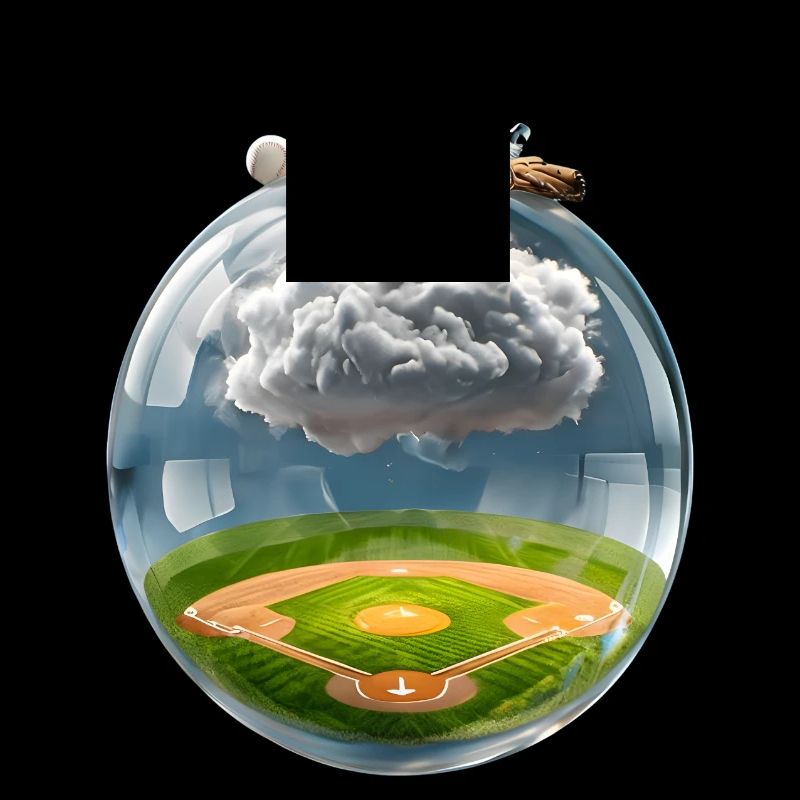 Surreale Glaskugel mit Baseballfeld
