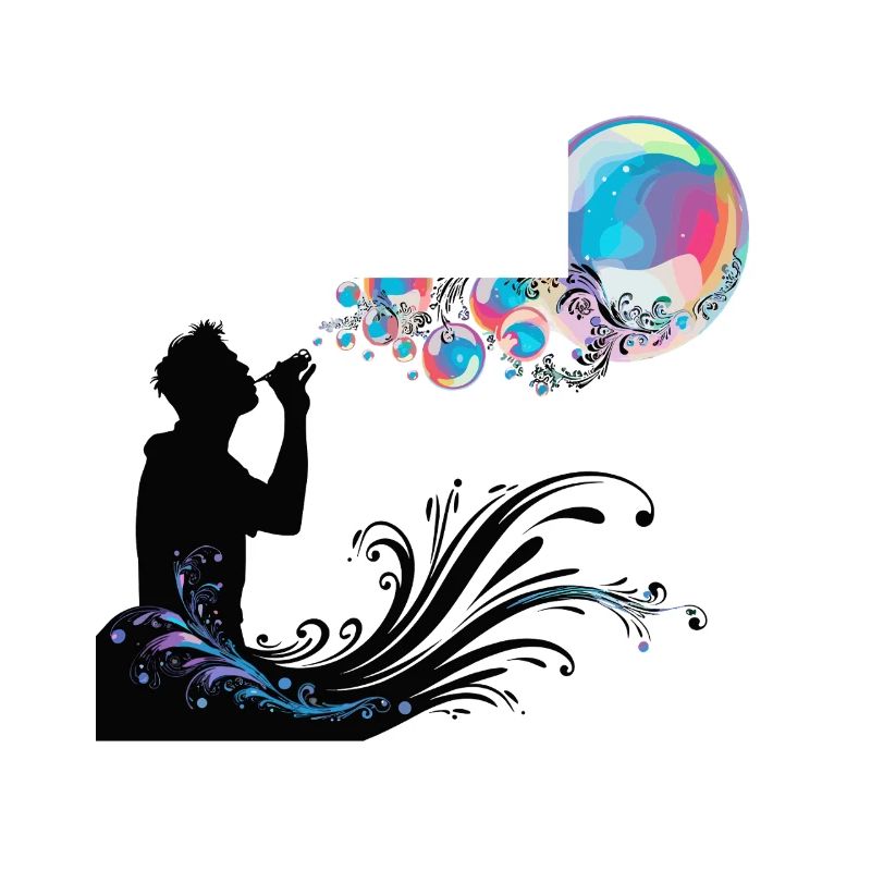 Colored soap bubbles fantasy and magic for