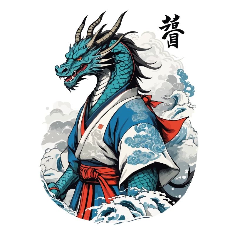 Drachen Samurai Vintage Ukiyo-e Stil