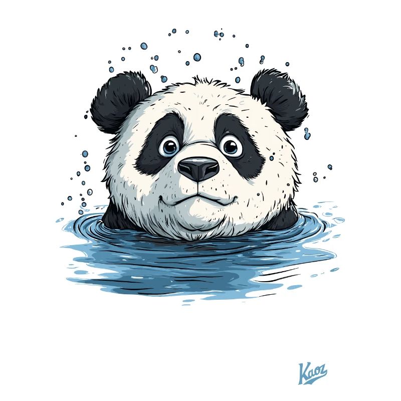 Petit panda dans l’eau