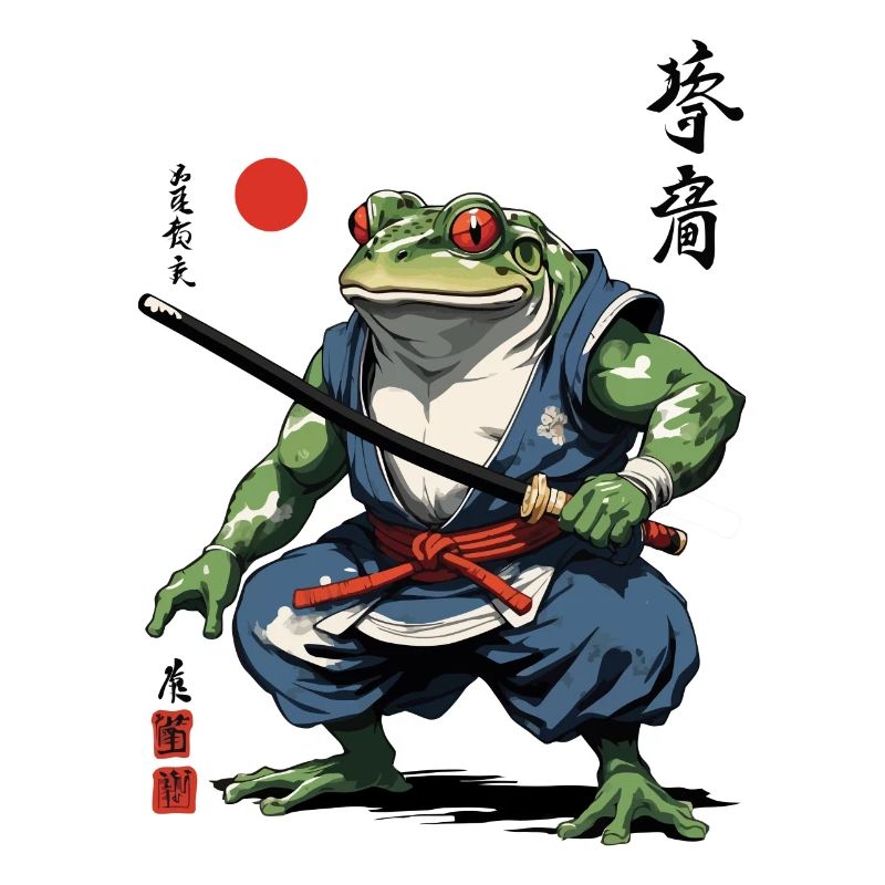 Grenouille samouraï Vintage Ukiyo-e Style Artwork