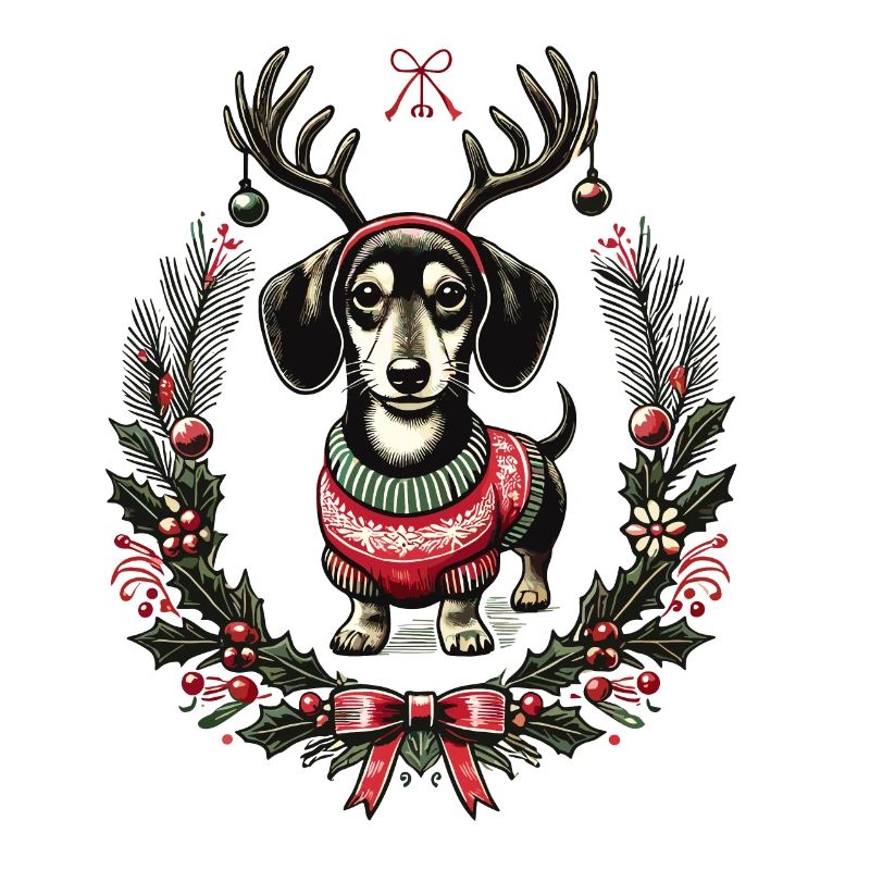 Fröhlicher Dackel Im Weihnachtspullover