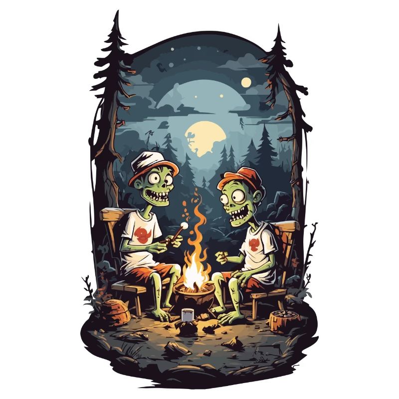 Zombie Camping Halloween Spooky Feu de camp