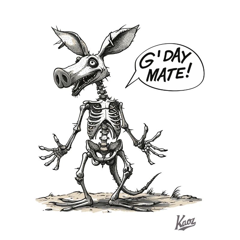Australian Pig Kangaroo Skeleton: G'Day Mate
