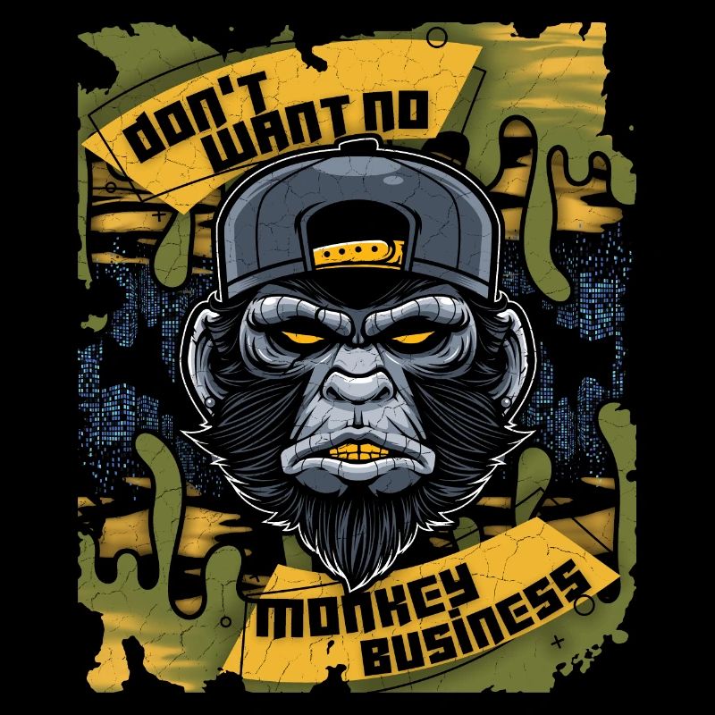 Affe, Monkey-Affe, lustiger Spruch Monkey-Business