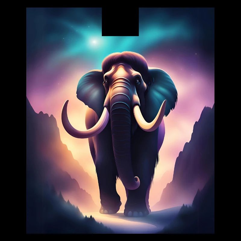 Cooles Mammut mit lila Hintergrund
