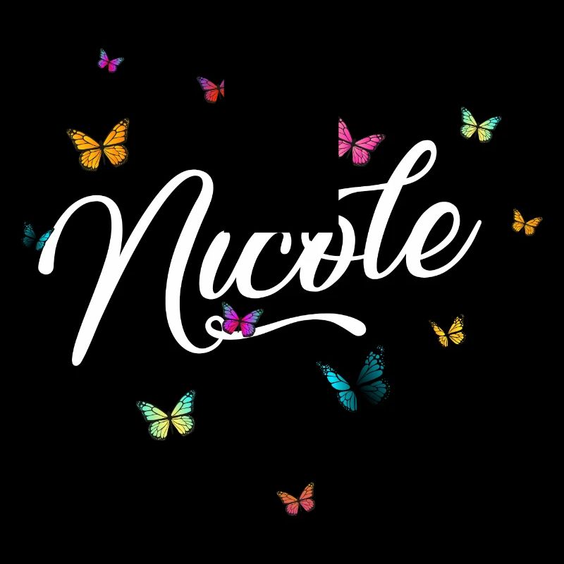 NICOLE - Mädchen Name mit bunten Schmetterlingen