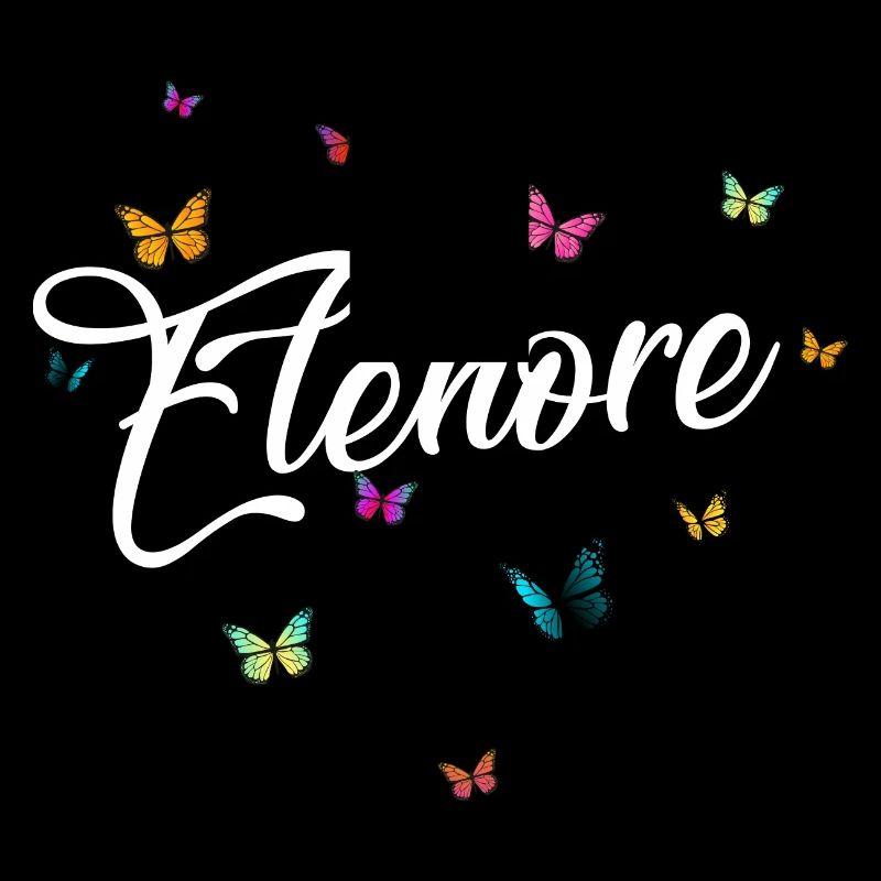 ELENORE - Mädchen Name mit bunten Schmetterlingen