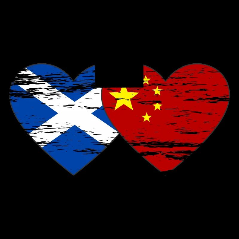 Ecosse Chine drapeau coeur utilisé