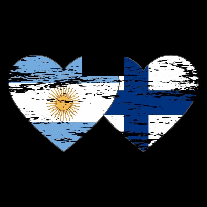 Argentine Finlande drapeau coeur utilisé