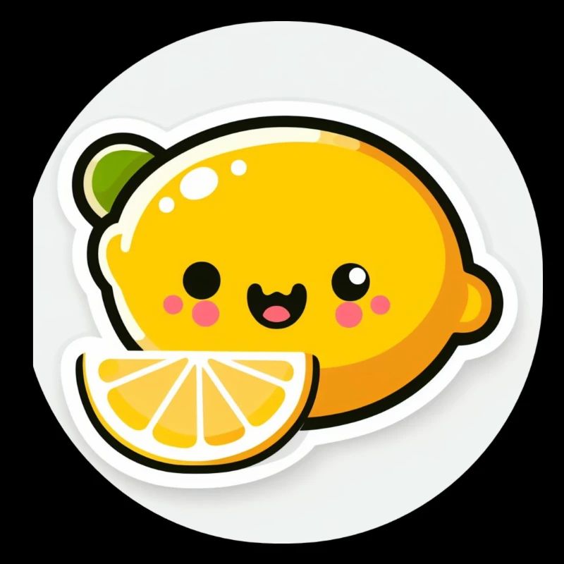 Cute laughing yellow lemon in comic style