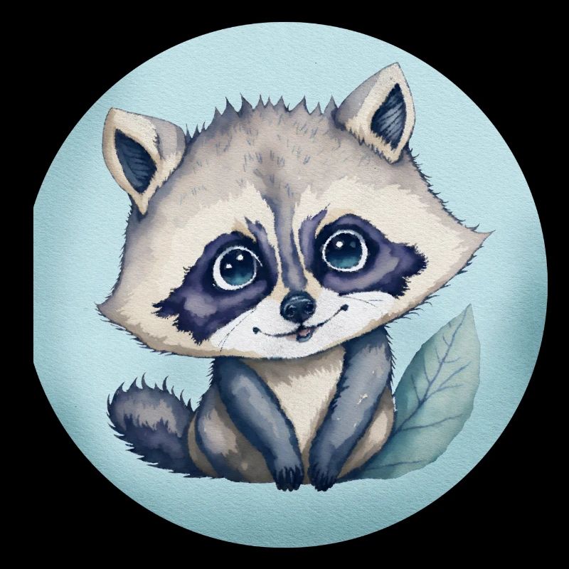 Illustration aquarelle Bébé Raton-laveur Mignon