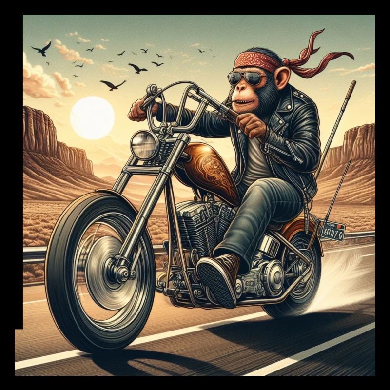 Cool monkey on a chopper