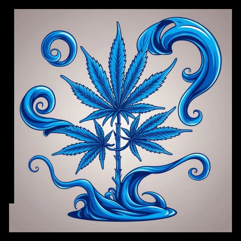 Blauer Hanfbaum mit Wasserdesign