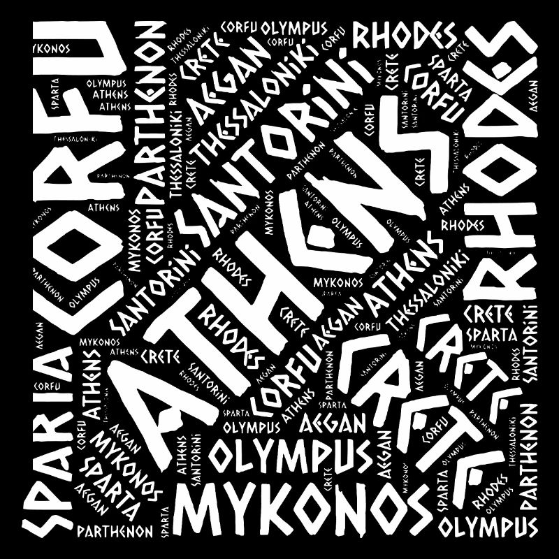 Greece city typography layout map 
