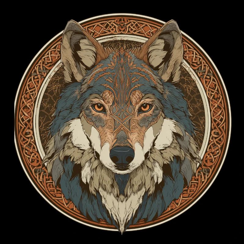 Legendary wolf with Celtic pattern