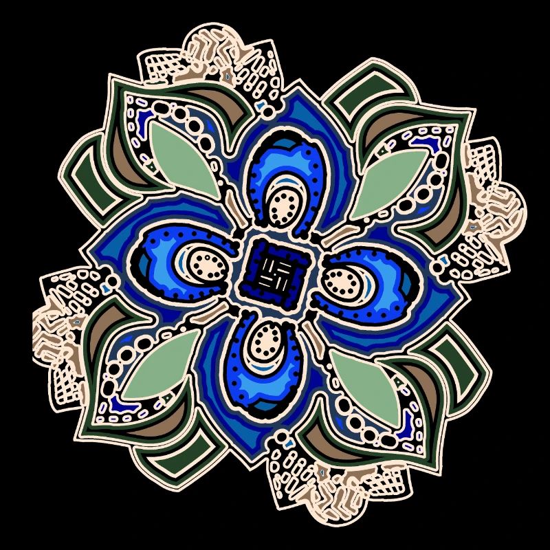 Teal Extravagant Mandala Flower
