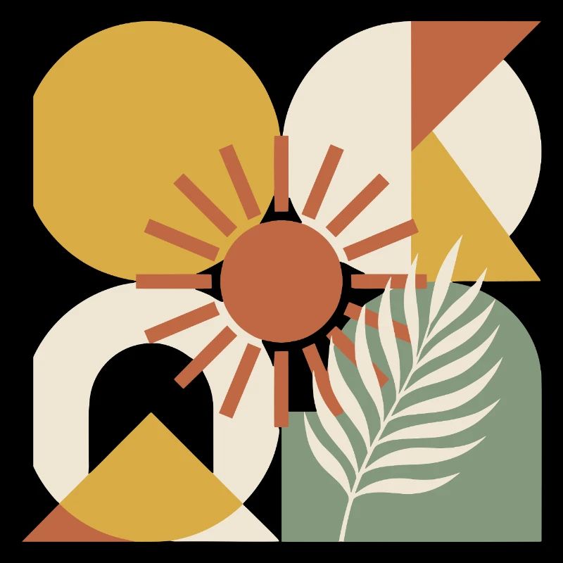 Boho-abstrakter geometrischer botanischer Sonnenstrahl