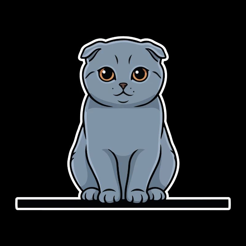 Chat Scottish Fold Gris Yeux Ambrés Portrait
