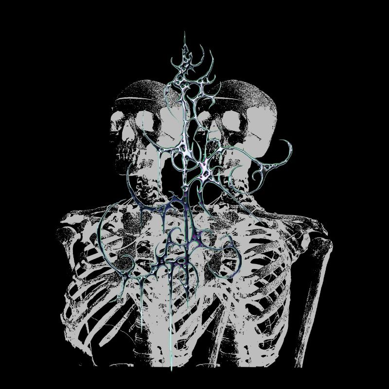 Glitch Skeleton Melt Dark Aesthetic Design