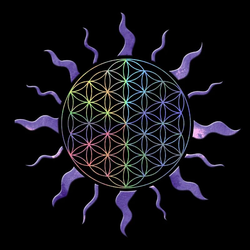 Blume des Lebens Sonne Mandala Regenbogen