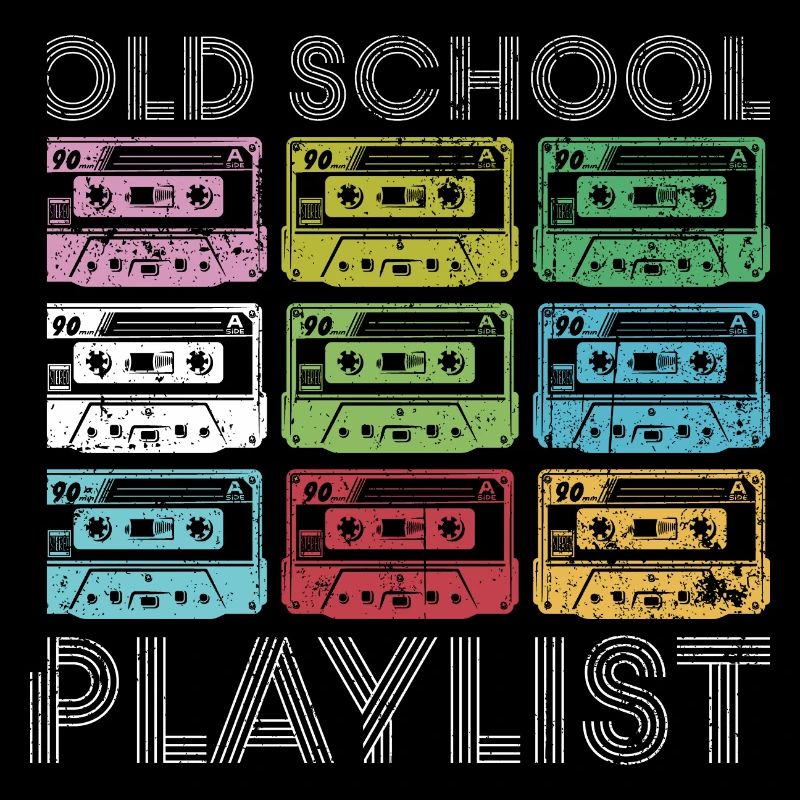 Rainbow Cassette Grid Print