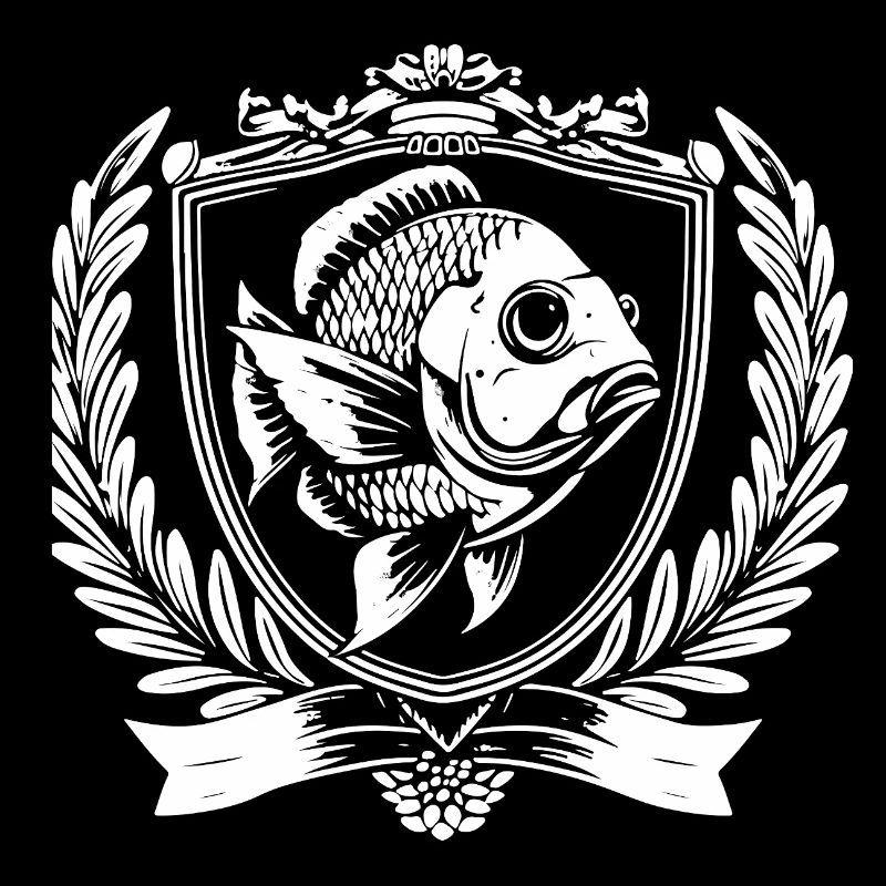 Fisch im Wappen mit Lorbeer